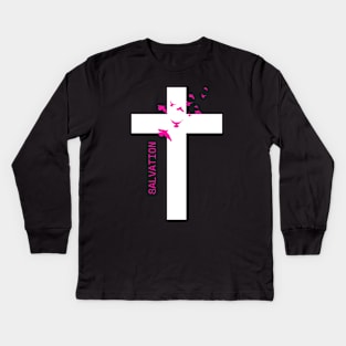 Salvation Cross Christian Christianity Kids Long Sleeve T-Shirt